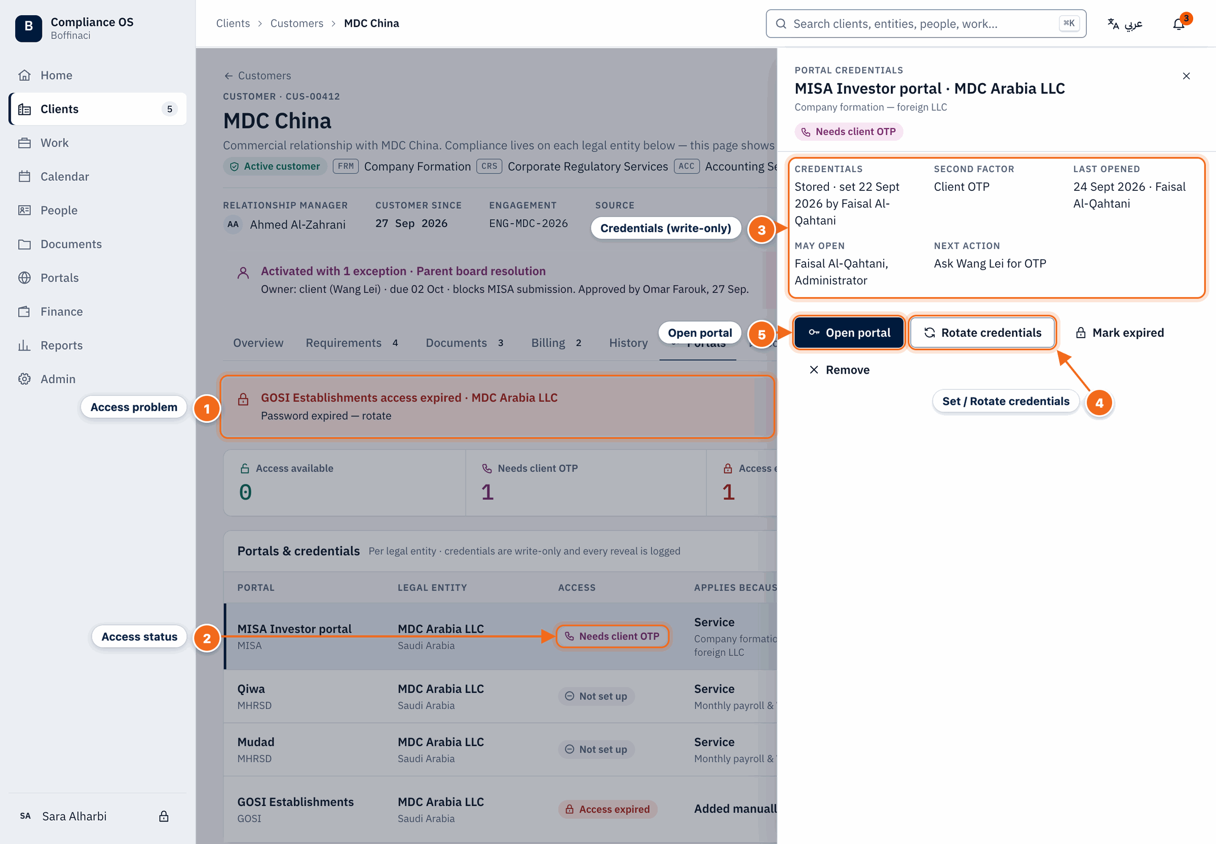 Customer portals & credentials