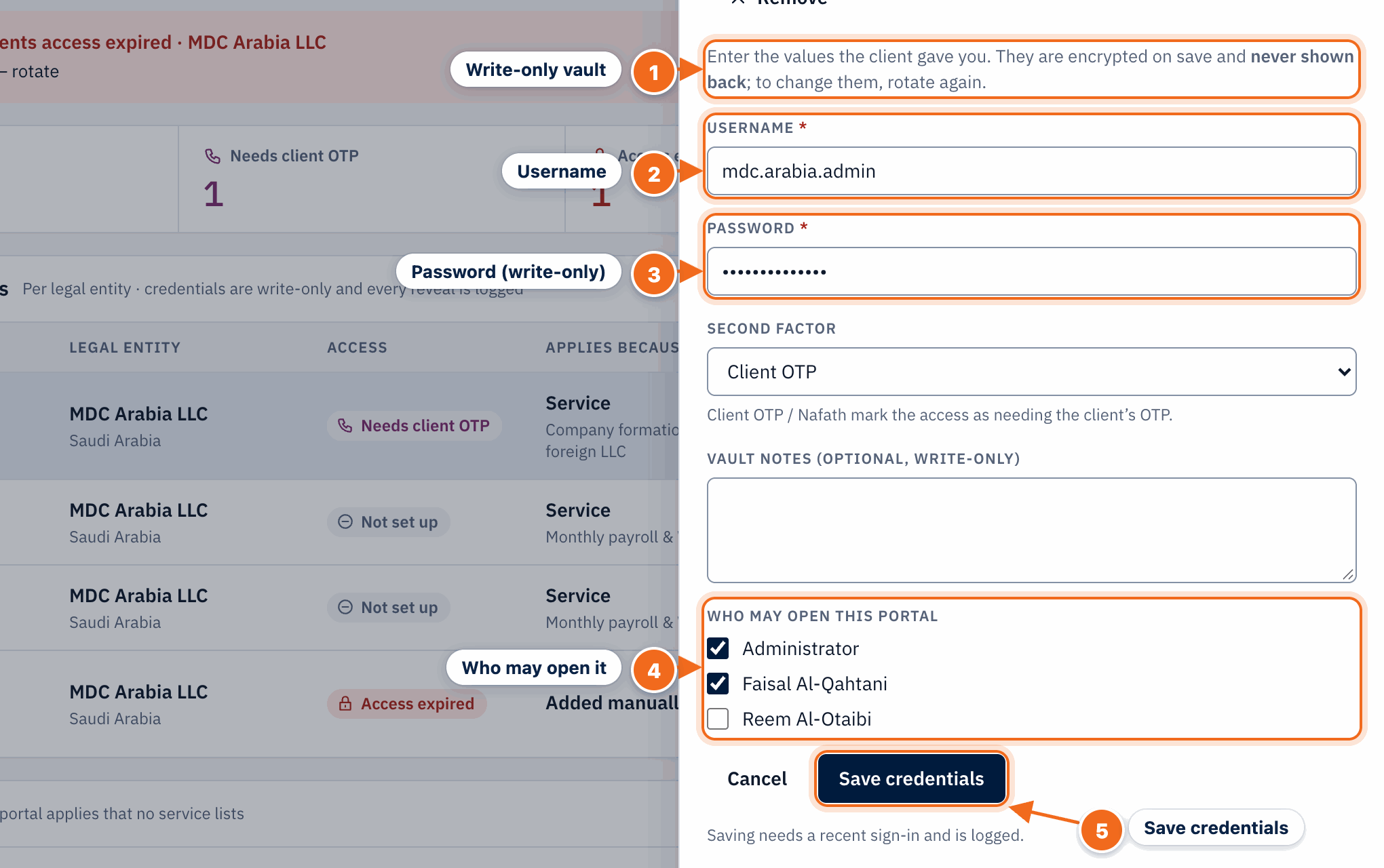 Set or rotate portal credentials